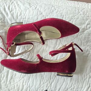 a.n.a Red Velvet Flats with Gold Accents